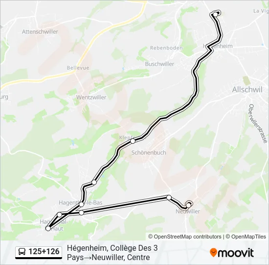 125+126 Bus Line Map