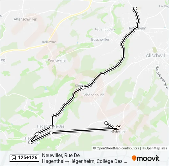 125+126 Bus Line Map