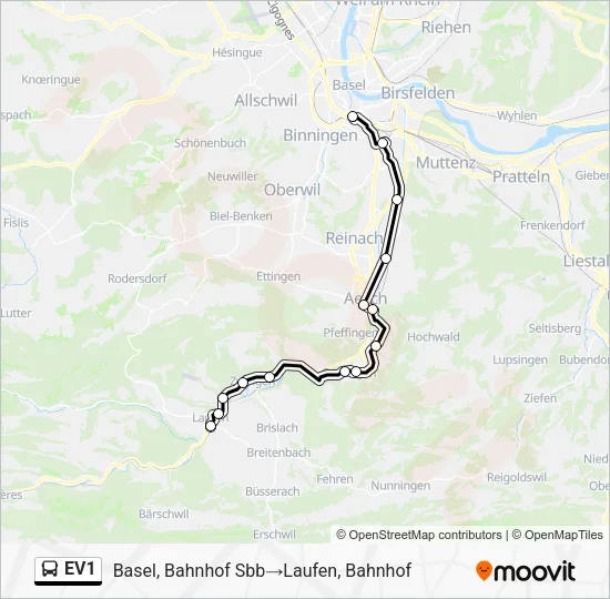 EV1 Bus Line Map