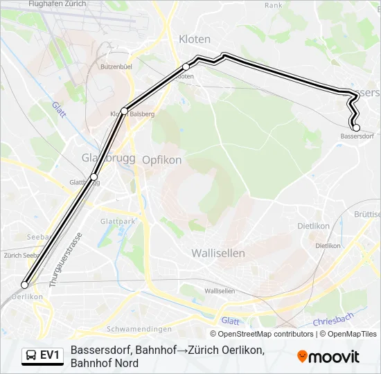 EV1 Bus Line Map