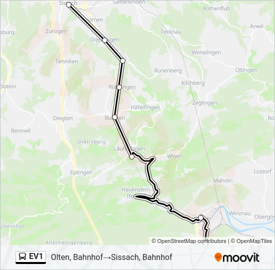EV1 Bus Line Map