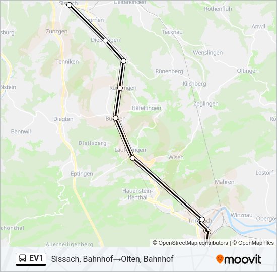 EV1 Bus Line Map