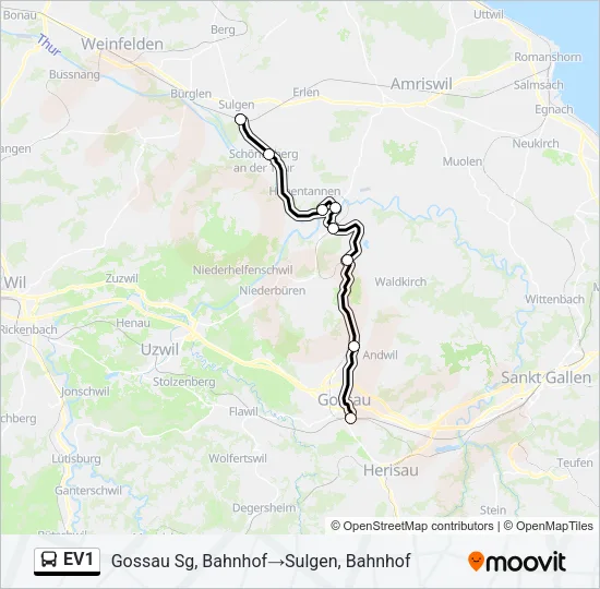 EV1 Bus Line Map