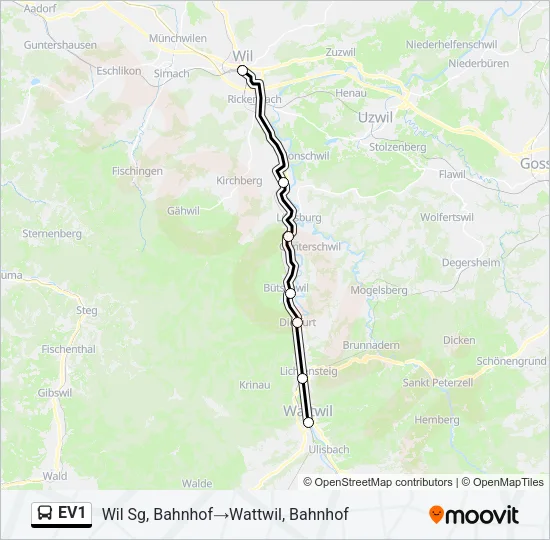 EV1 Bus Line Map