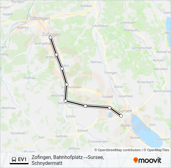 EV1 Bus Line Map