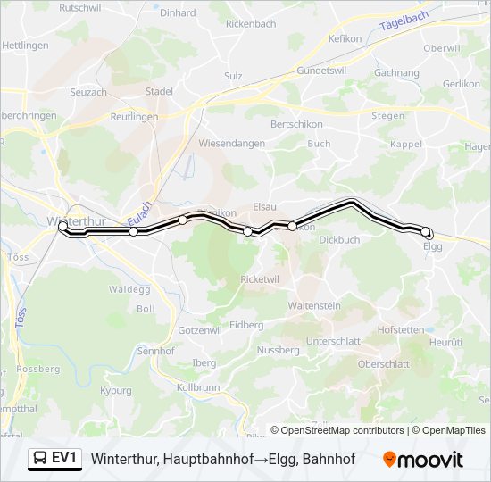 EV1 Bus Line Map