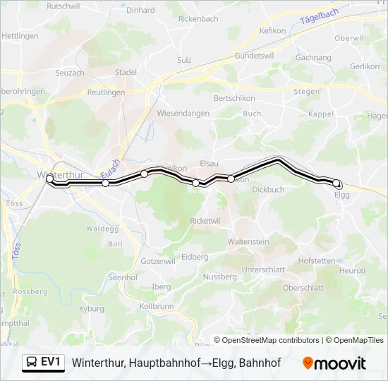 EV1 Bus Line Map
