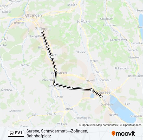 EV1 Bus Line Map