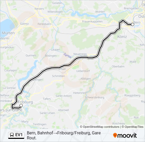 EV1 Bus Line Map