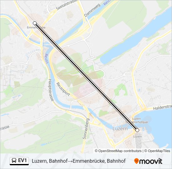 EV1 Bus Line Map