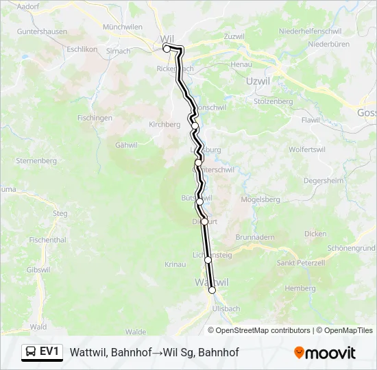 EV1 Bus Line Map