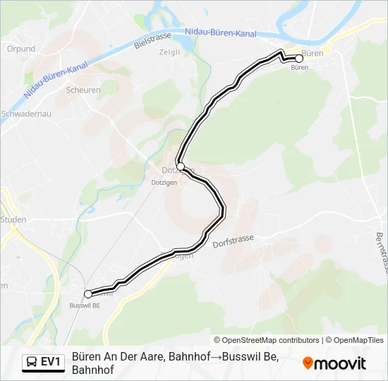 EV1 Bus Line Map
