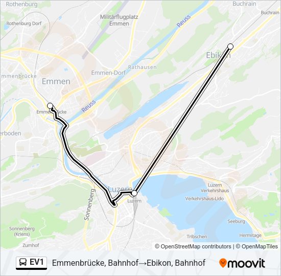 EV1 Bus Line Map
