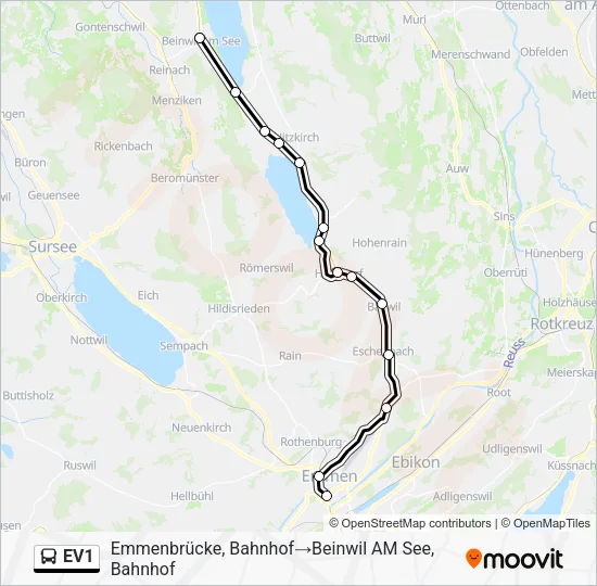EV1 Bus Line Map