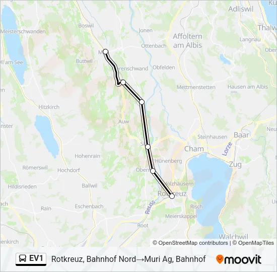 EV1 Bus Line Map