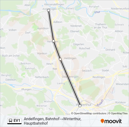 EV1 Bus Line Map