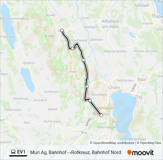 EV1 Bus Line Map