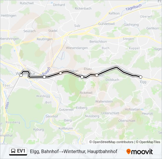 EV1 Bus Line Map