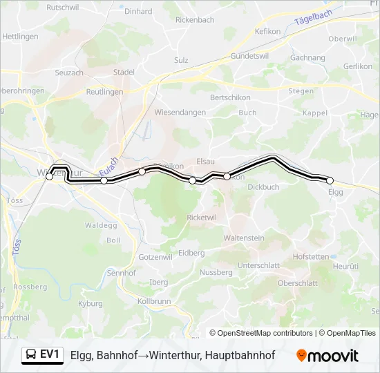 EV1 Bus Line Map