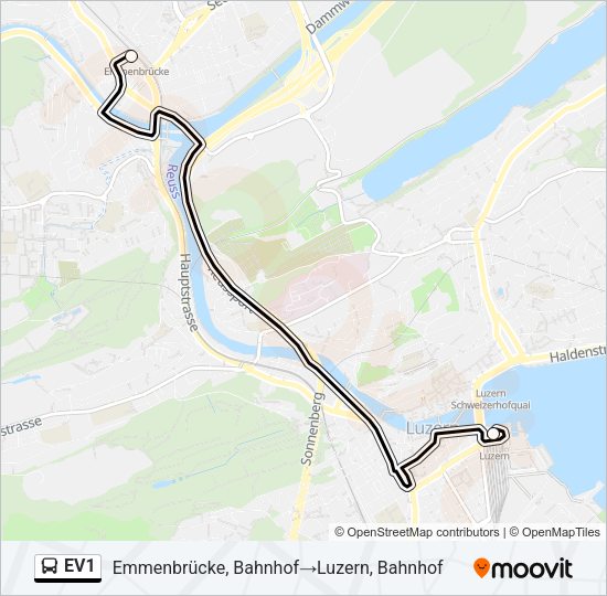 EV1 Bus Line Map