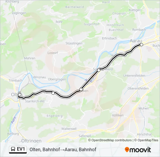 EV1 Bus Line Map