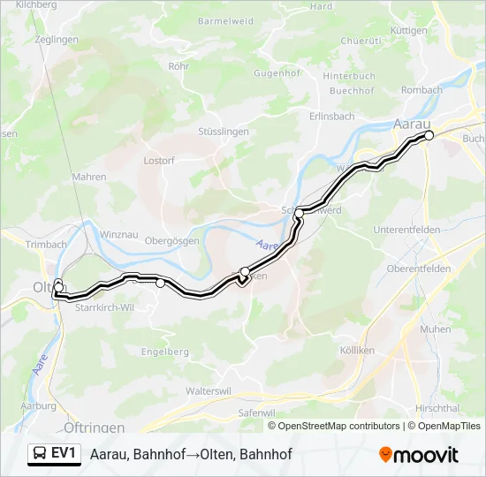 EV1 Bus Line Map