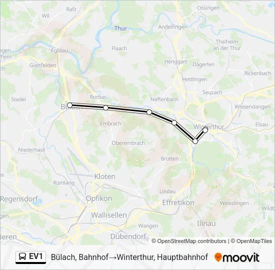 EV1 Bus Line Map