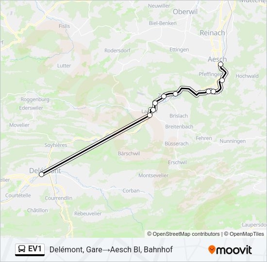 EV1 Bus Line Map