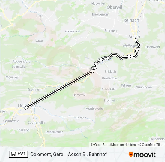 EV1 Bus Line Map