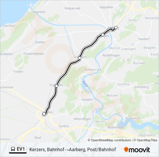 EV1 Bus Line Map