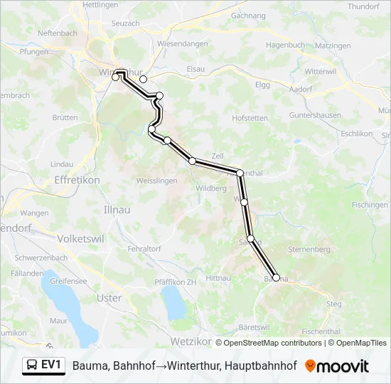 EV1 Bus Line Map