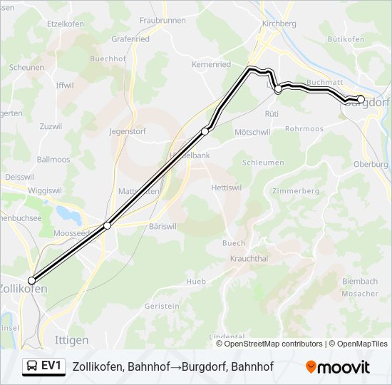 EV1 Bus Line Map