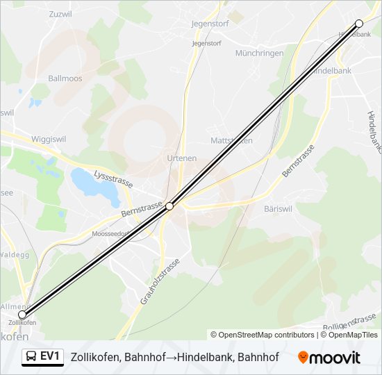 EV1 Bus Line Map
