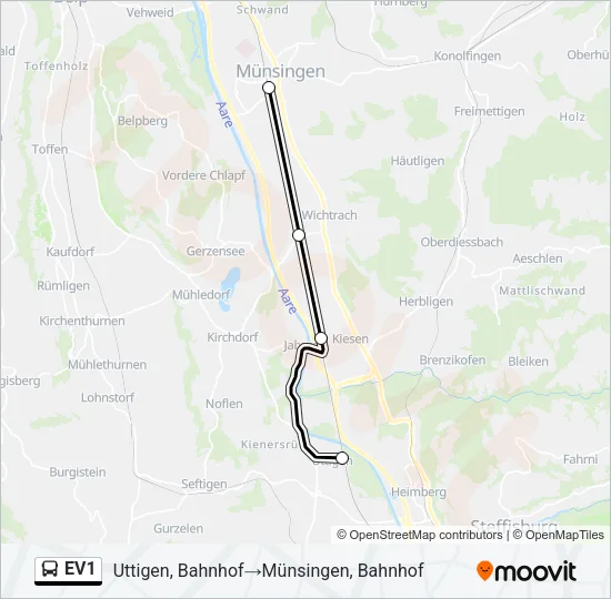 EV1 Bus Line Map