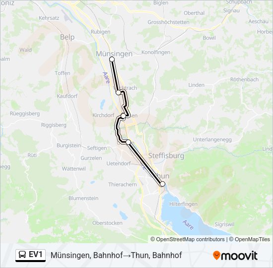 EV1 Bus Line Map