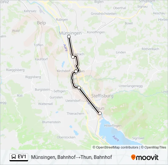EV1 Bus Line Map