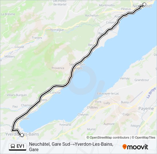 EV1 Bus Line Map