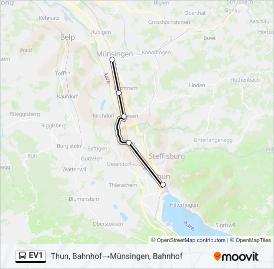 EV1 Bus Line Map