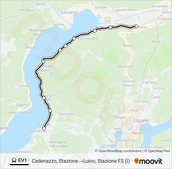 EV1 Bus Line Map