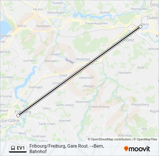 EV1 Bus Line Map