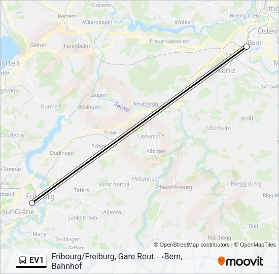 EV1 Bus Line Map