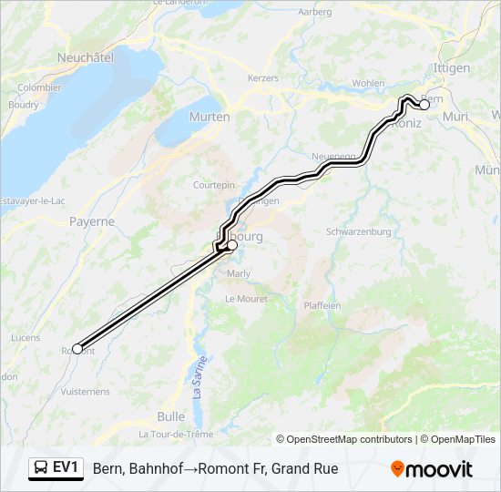 EV1 Bus Line Map
