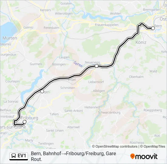 EV1 Bus Line Map