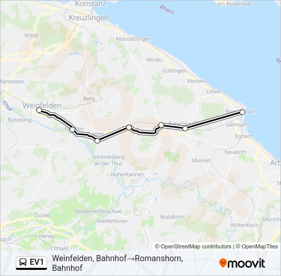 EV1 Bus Line Map