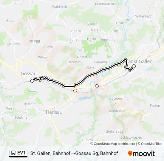 EV1 Bus Line Map