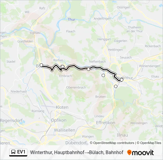 EV1 Bus Line Map