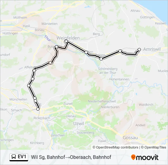 Buslinie EV1 Karte