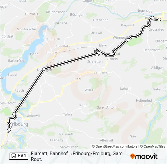 EV1 Bus Line Map