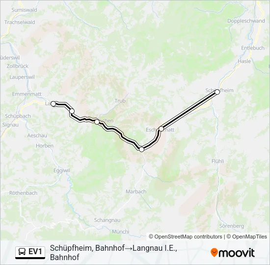 EV1 Bus Line Map