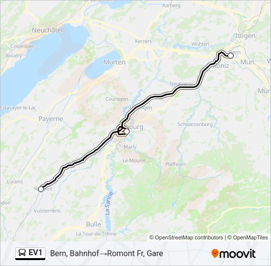 EV1 Bus Line Map